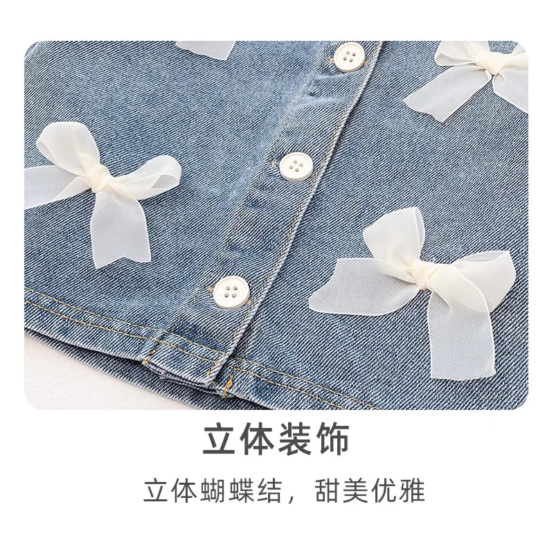 Girls' Jean Jacket New Spring Clothes Spring and Autumn Children Children Little Girl Western Style Top