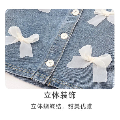 Girls' Jean Jacket New Spring Clothes Spring and Autumn Children Children Little Girl Western Style Top