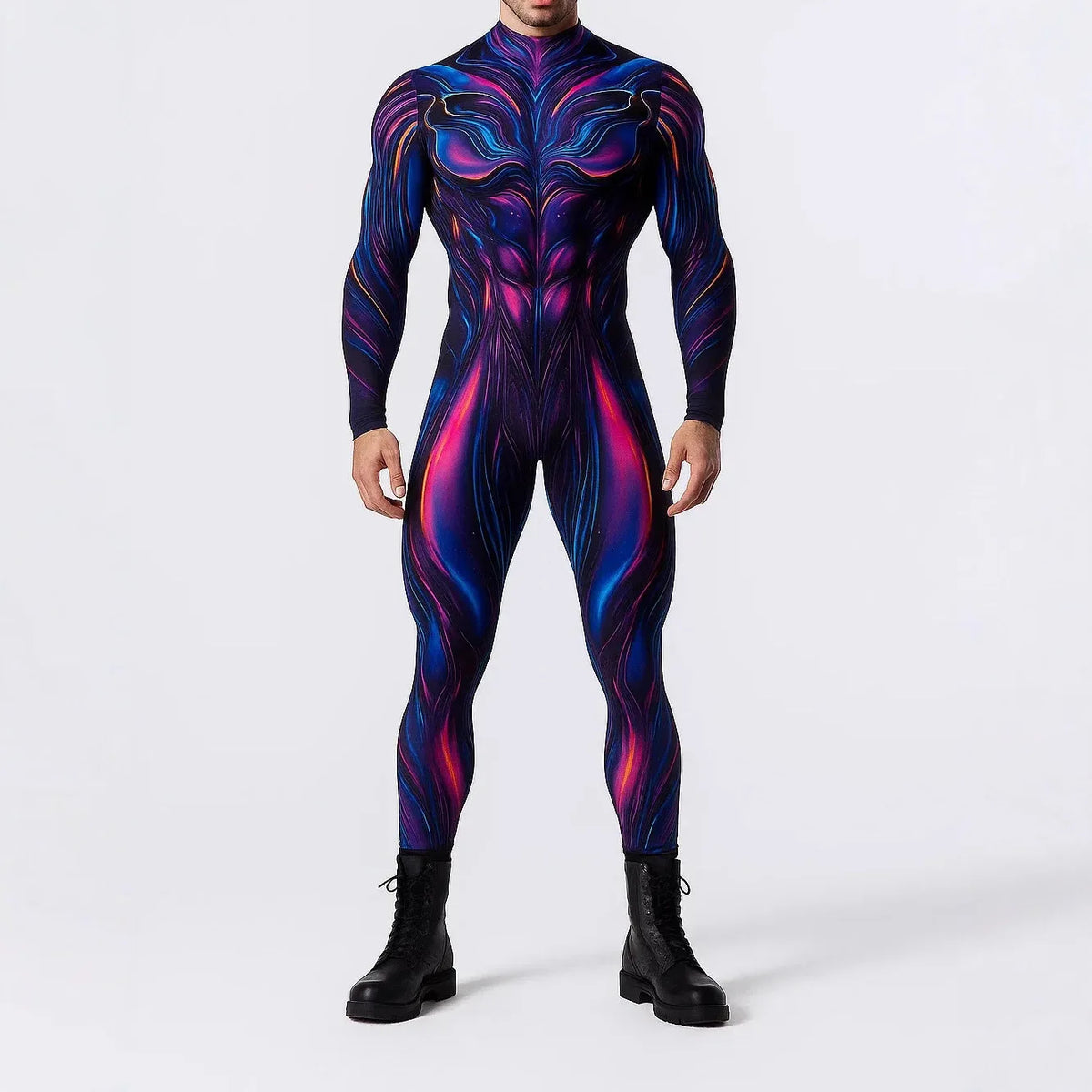 Men Halloween Cyber Punk Jumpsuit Adults Mechanical Cosplay Perfermence Bodysuit Carnival Party 3D Print Cycling Zentai