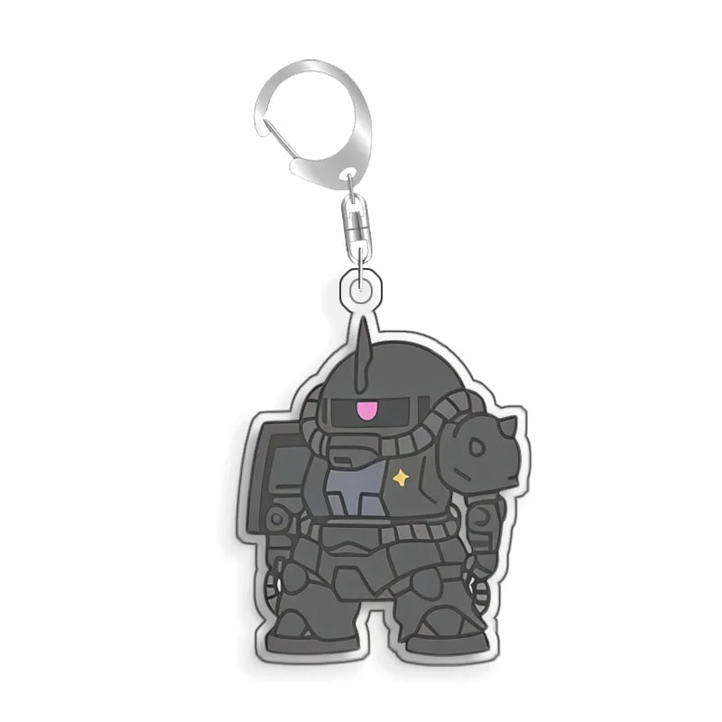 Keychain for Gundam MS-06S Zaku Ll White Cabin Backpack Pendant Anime Game Fans Gift Recycled Acrylic Decoration Rare Card Toy