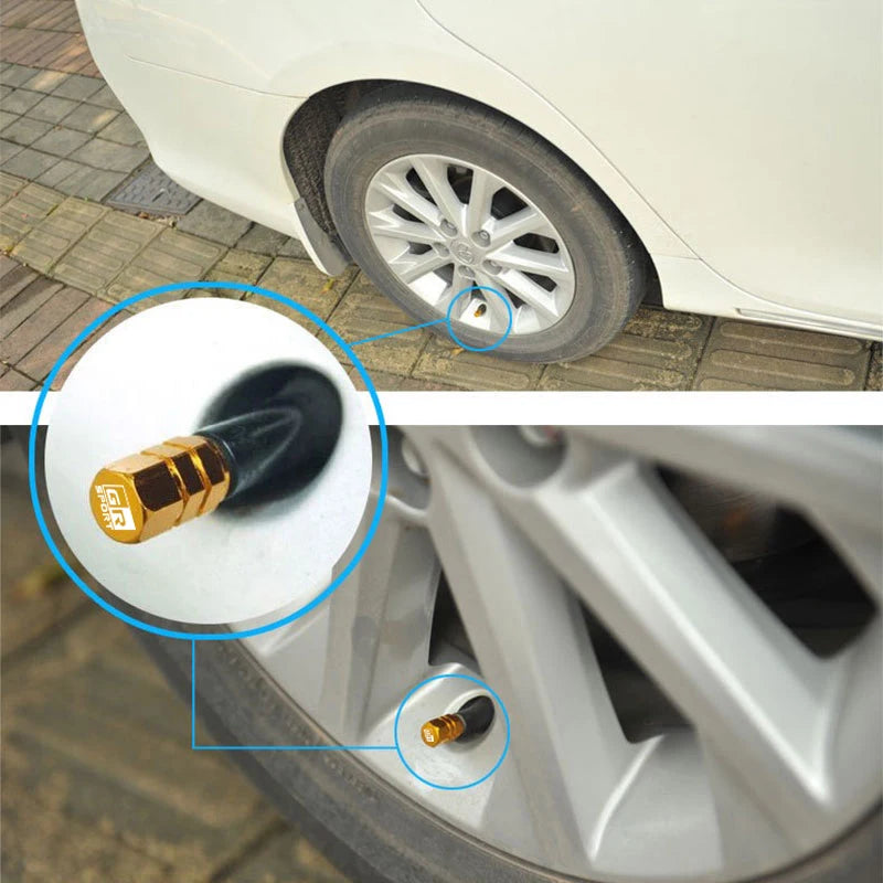 Car Wheel Tyre Tire Air Aluminum Alloy Valve Caps For Toyota GR Sport Gazoo Racing Yaris 86 Corolla Hilux Supra C-HR Accessories