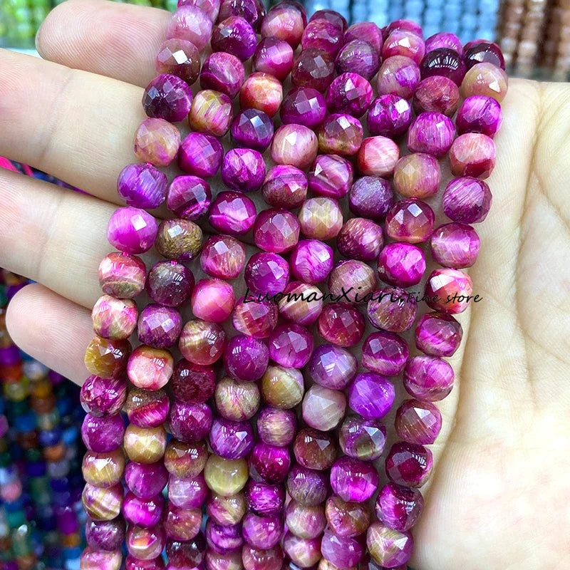 Natural Stone 7-8MM Faceted Square Lapis Lazuli Loose Cube Spacer Beads for Jewelry Making Diy Earrings Bracelets Accessories