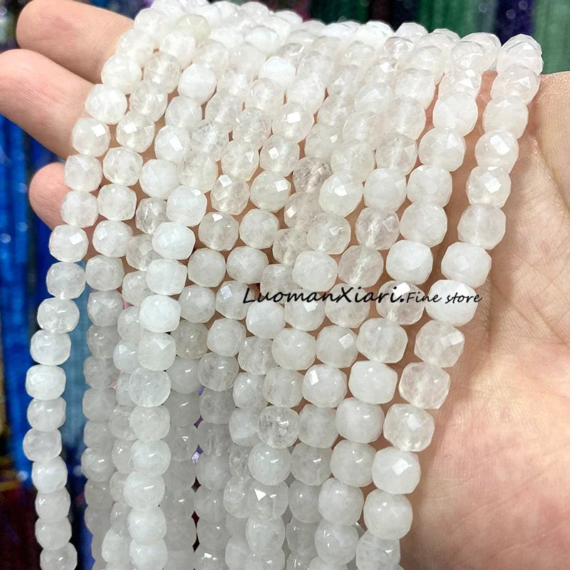 Natural Stone 7-8MM Faceted Square Lapis Lazuli Loose Cube Spacer Beads for Jewelry Making Diy Earrings Bracelets Accessories