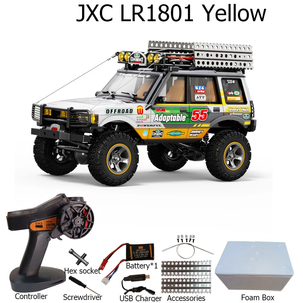 JXC LR1801 1/18  RC Car 4WD 2.4G Remote Control Car Full Proportion Dual Speed Simulation LED Climbing Off-road RC Toy As Gift