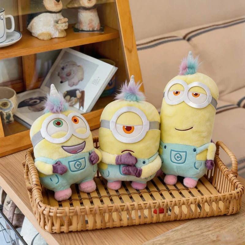 New Cute Unicorn Costume Minions Stuffed Plush Toy Licensed Despicable Me Doll with Rainbow Horn Soft Fluffy Gift for Birthday