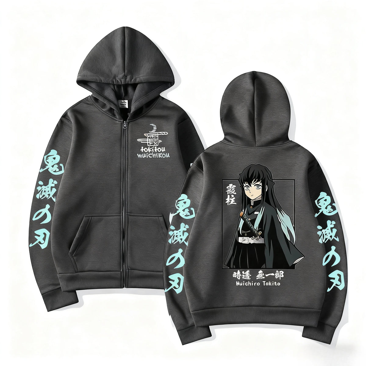 Demon Slayer Muichiro Tokit Hoodie Anime Jacket Zip Up Casual Tops Streetwear 2026 Autumn Winter Long Sleeve Pullover Men Women