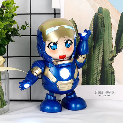 Marvel Iron Man LED Light Action Figure - Singing Dance Spiderman Robot Model Avengers Super Hero Doll for Kids Christmas Gift