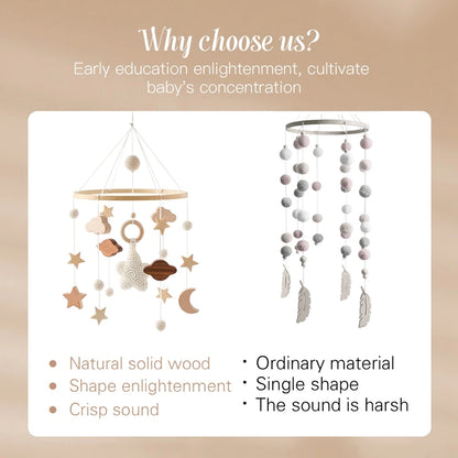 Let's Make Baby Rattle Toy 0-12 Months Wooden Mobile Newborn Music Box Bed Bell Hanging Toys Holder Bracket Infant Crib Toy Gift