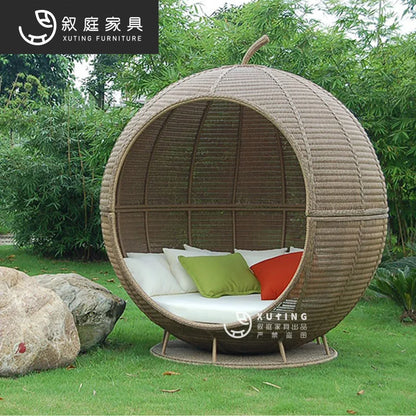 Outdoor rattan sofa combination woven bird's nest rattan sofa chair sun room courtyard leisure rattan terrace bed