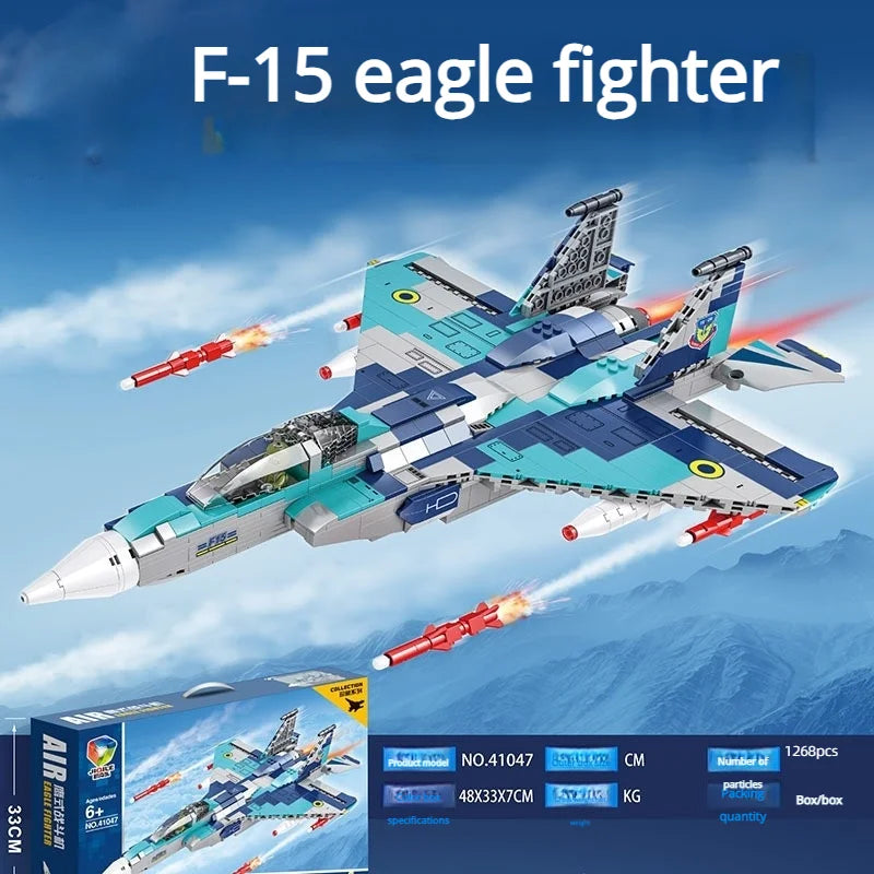 Air Force Military Theme Assembly Model J15 J20 Fighter Carrier-Based Aircraft Building Blocks Toy Gift For Boys