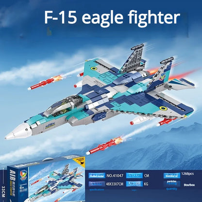 Air Force Military Theme Assembly Model J15 J20 Fighter Carrier-Based Aircraft Building Blocks Toy Gift For Boys