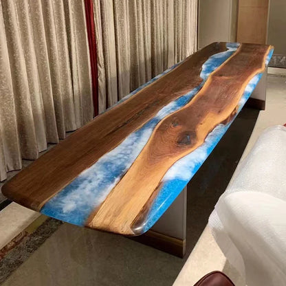 Waterfall epoxy resin wooden coffee table rosewood coffee table live edge epoxy resin coffee table