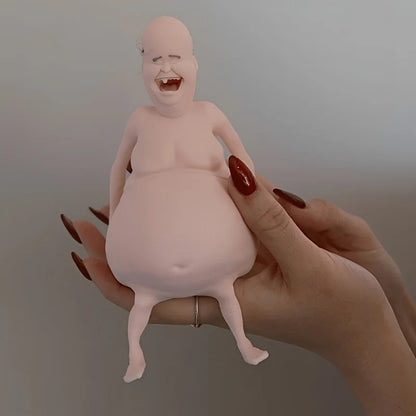 Funny Belly Doll - with Expressive Eyes & Fluffy Ears Easy-Clean Silicone Material for Adult Party Decor, Quirky Home Decoration