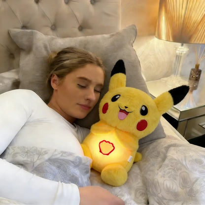 2026 Hot Anime Pok é mon Pikachu Plush Toys Breath Child Peluche Soothes Toy Sleeping Companion Music Pikachu Plush Kids Gifts