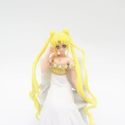 Hot 15cm Seated wedding dress Sailor Moon Tsukino Usagi Anime Figure Decoration Collection Doll Action Model Toys for Gift
