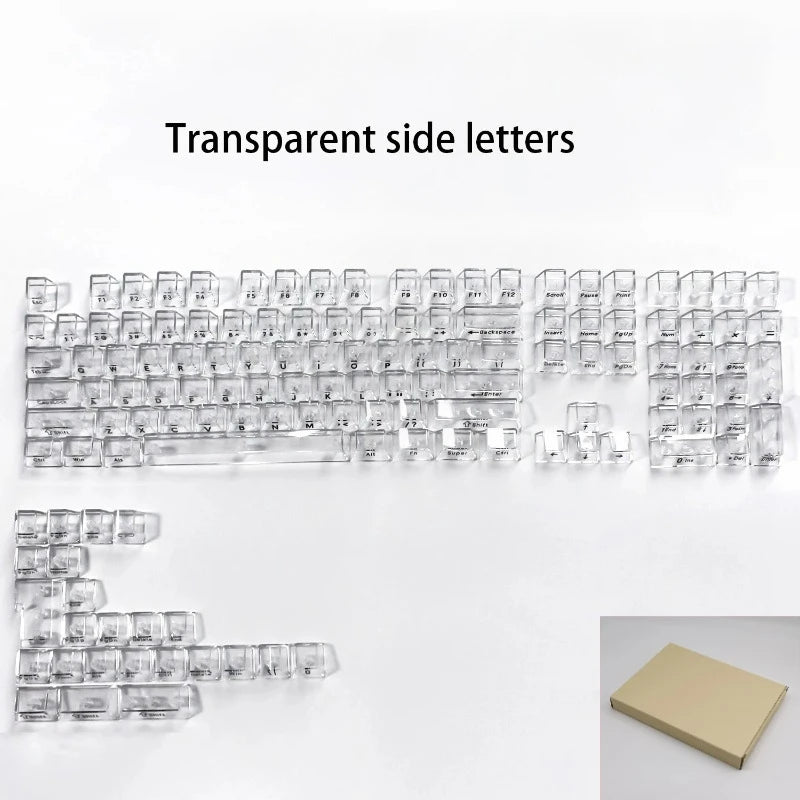 Crystal Transparent Cherry Profile Keycaps For Mechanical Gaming Keyboard ISO Enter PC Key Caps Side Carving Backlit RGB Keycap