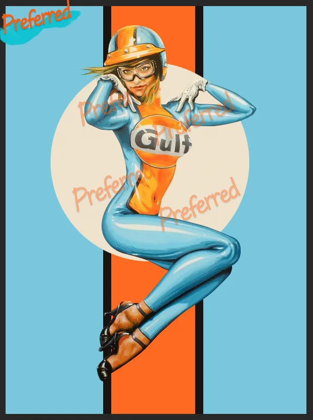 Gulf Gas Engine Oil Gulf with Flag Vinyl Decal Sticker Waterproof Tonkin Gulf Yacht Club Sticker Decal Racing Pinup Art