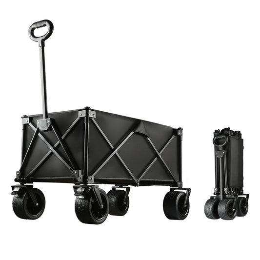 Heavy Duty Outdoor Folding Wagon Large Capacity Collapsible Fold Utility Wagon Cart Portable Garden Beach Camping Trolley Cart