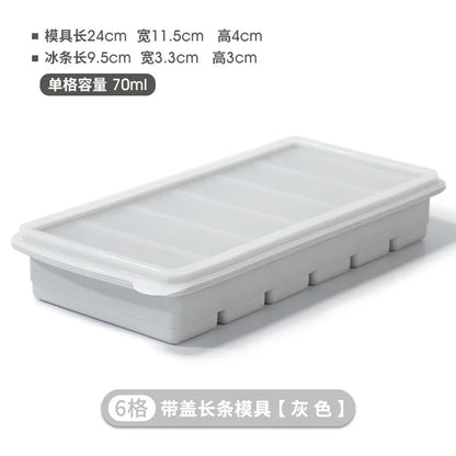 Silicone Ice Mold A box Of Six Bars With A Lid Ice Tray Home Long Tumbler Kitchen Ice Model Juice Mixers Ice-cream Use Dessert