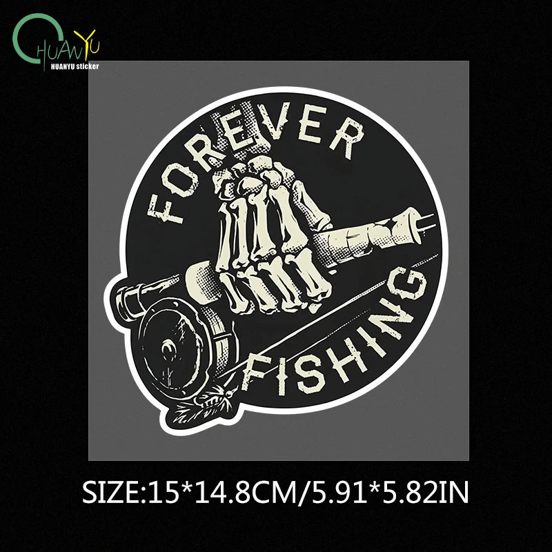Forever Fishing Reel Sticker for Tackle Box Toolbox NEVER Tire of Fishing Decal JDM Funny Car Stickers Waterproof