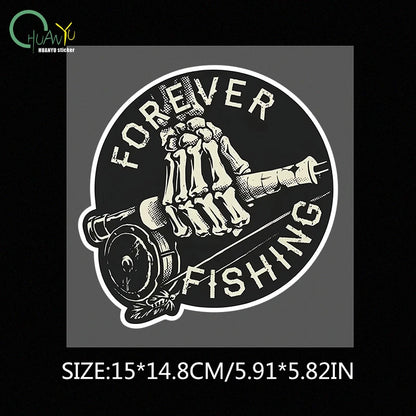Forever Fishing Reel Sticker for Tackle Box Toolbox NEVER Tire of Fishing Decal JDM Funny Car Stickers Waterproof