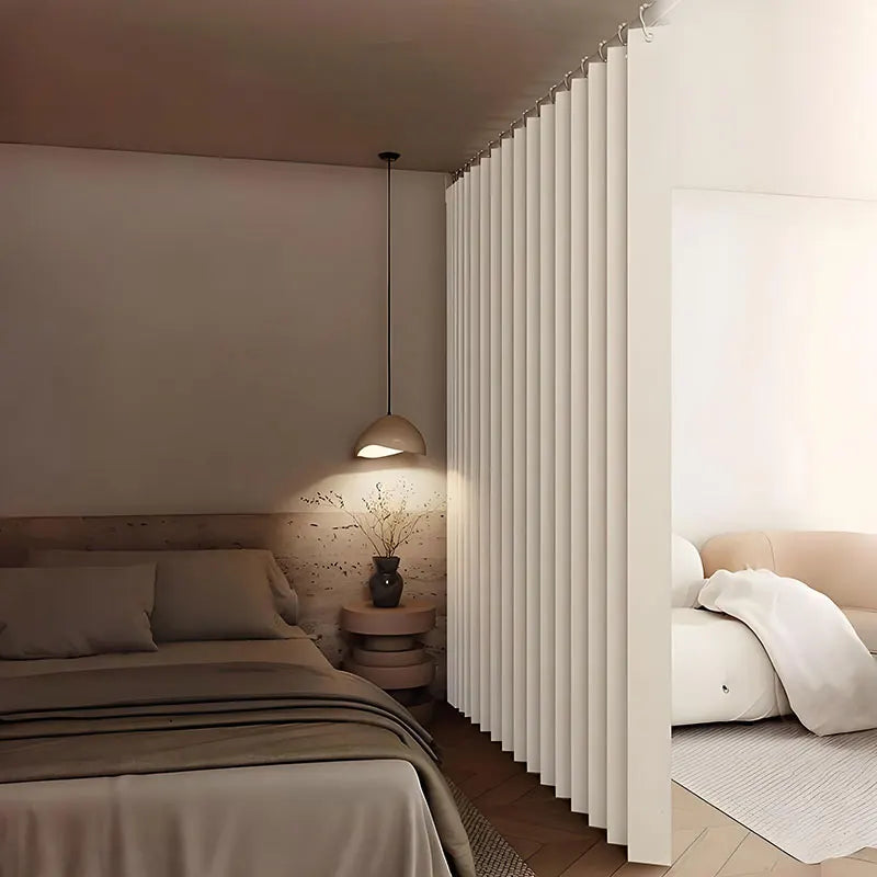 Folding Room Divider Curtain for Kitchen and Fitting Room, Soft Partition Panel for Privacy and Modern Decor
