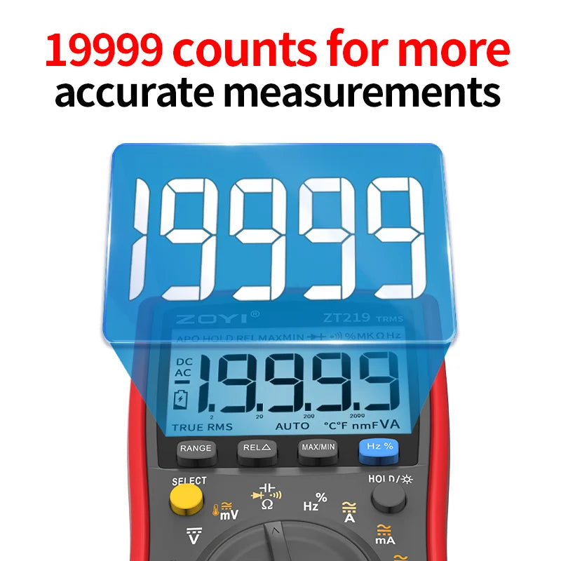 ZT219 Digital Multimeter 19999 Counts True Rms Multimeters AC/DC Current Meter Voltimetro Profesional Voltage Tester F