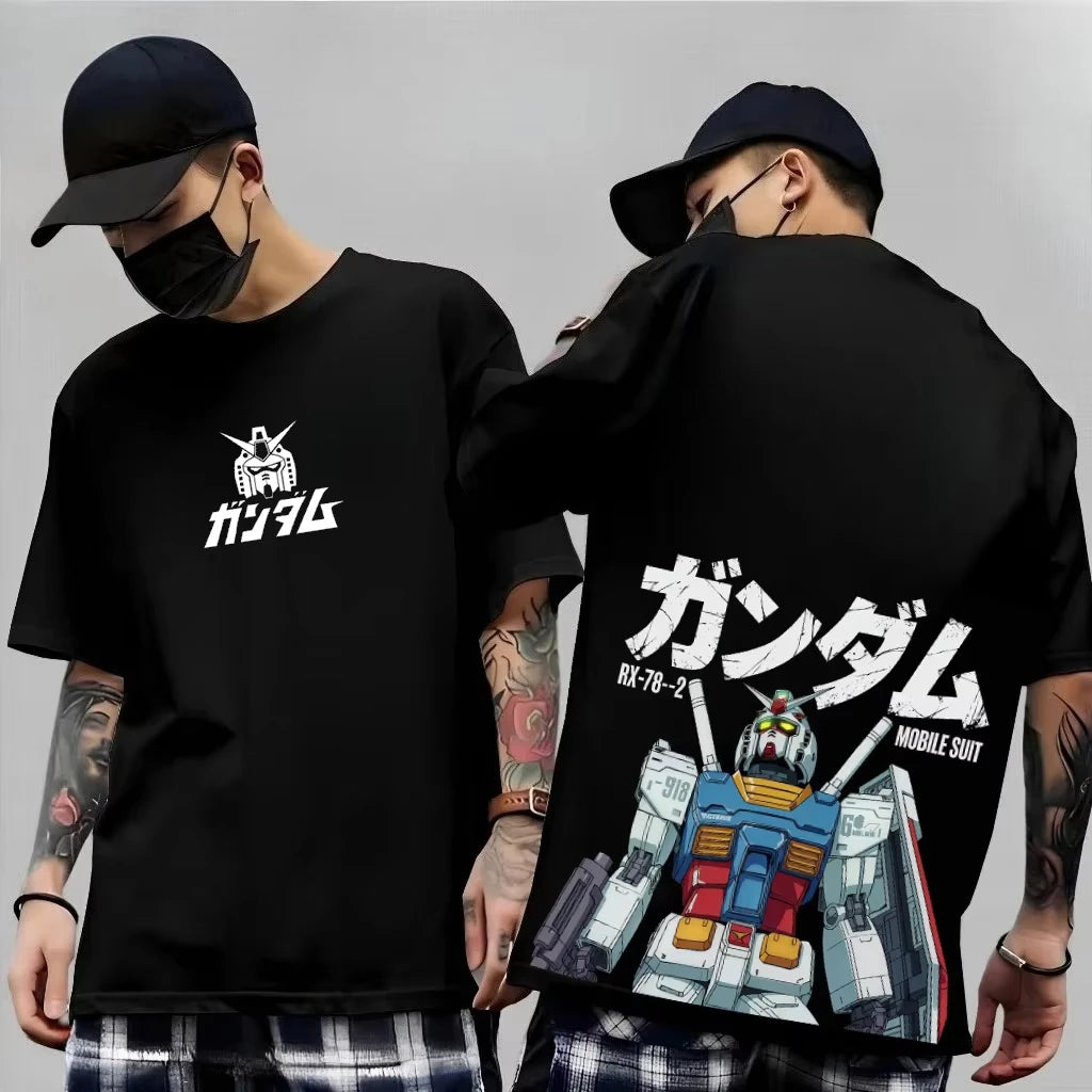 2026 New Japanese Anime Mech Series "Mobile Suit Gundam Summer Short sleeved Printed T-shirt for Men and Women"