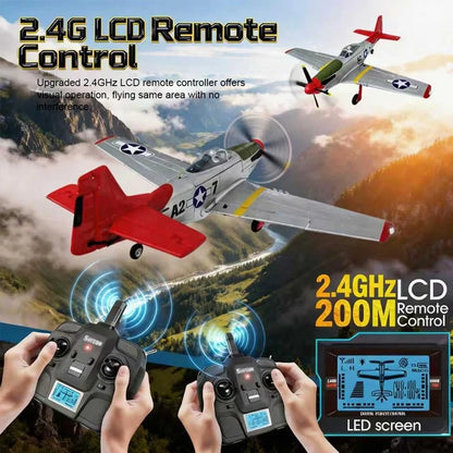 New P51D Mustang Remote Control Aircraft 2.4G One Click Aerobatic Flight 5CH Glider RTF Equipped with Xpilot Stability System