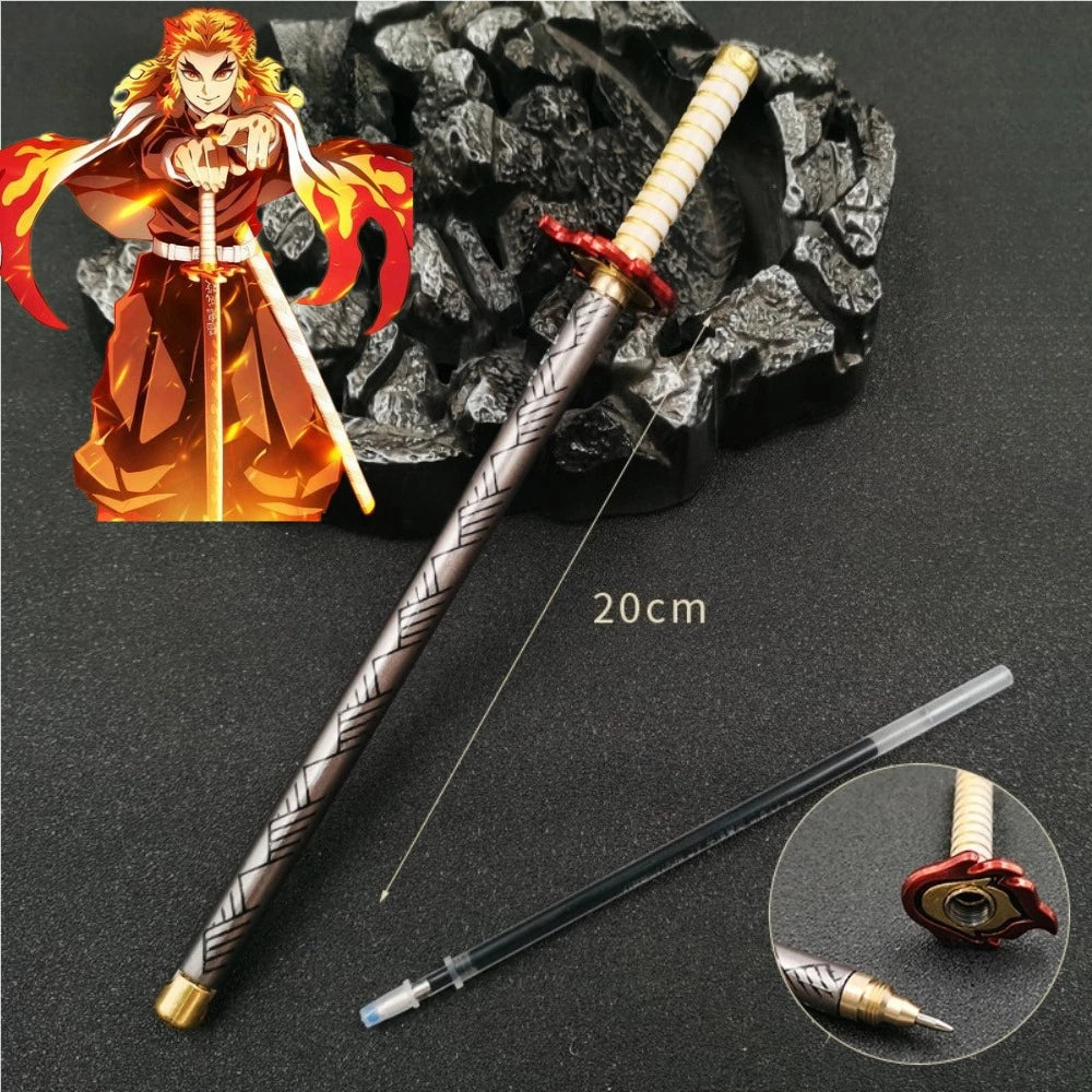 Anime Demon Slayer Nichirin Sword Katana Pen Kimetsu No Yaiba Giyu Refillable Gel Pen for Anime Fans Collection School Supplies