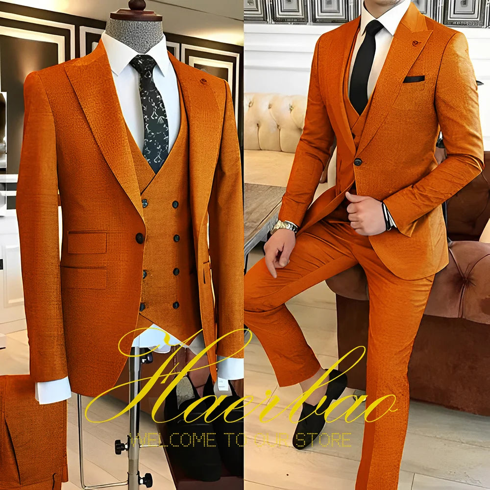 Navy Blue Men's Suit Business Workwear Formal Party Tuxedo Groom Wedding (Jacket Vest Pants) 3-piece Set 2023 Customized