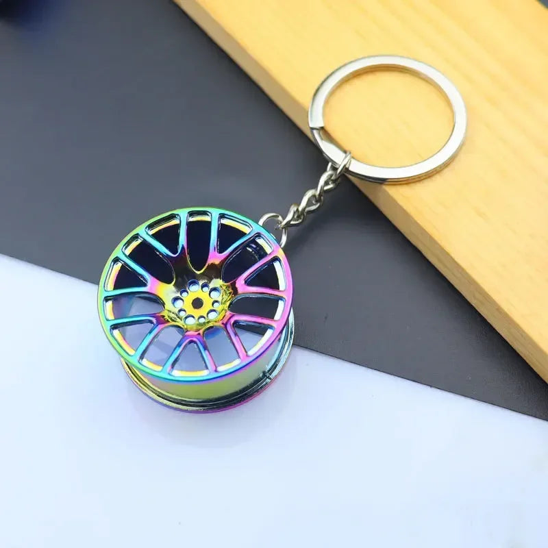 Metal Mini Car Auto Creative Wheel Keychain Parts Auto Enthusiast  Accessories KeyKeyring Ring Chain for Men Woman Lover Gift