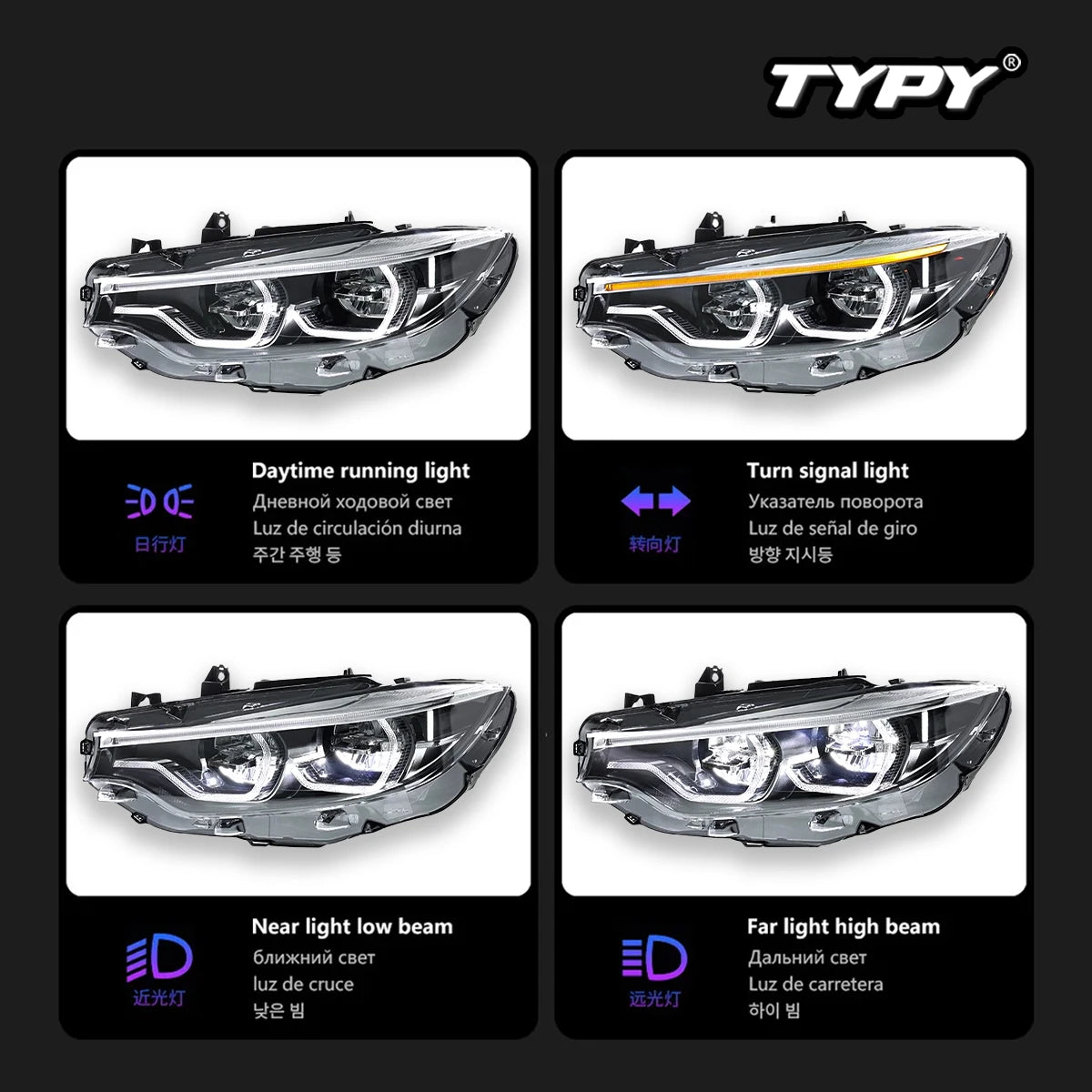 Car Headlights For BMW 4 Series M4 F32 Headlights 2013-2019 Upgraded LED Headlamps Dynamic Turn Signal Lamp DRL Car Assembly