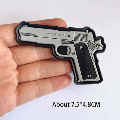 3D PVC Rubber Morale Patches Mini Pistol, Rifle Army Badge Stickers, Military Tactical Patch With Hook For Backpack