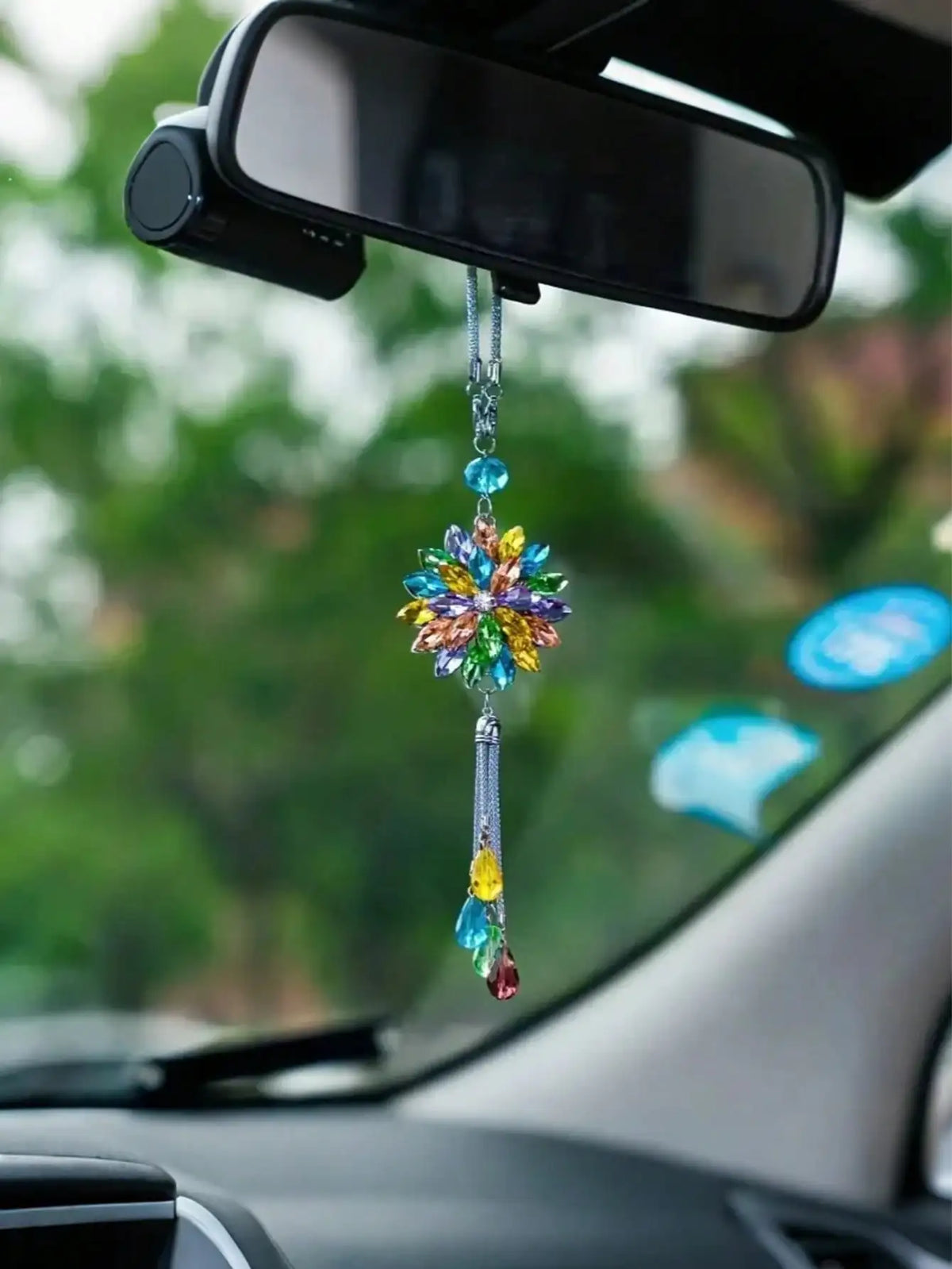 Lotus Double-Sided Crystal Snowflake Pendant with Tassel – Car Decoration, Ideal Gift for Valentine's Day, Christmas & More.