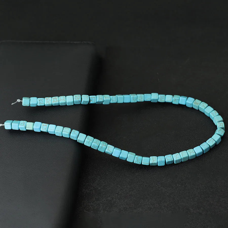 Noter 4/6/8/10mm Real Howlite Stone Beaded For Jewelry Making Square Shape Blue Color Loose Bead DIY Bracelet Necklace Wholesale