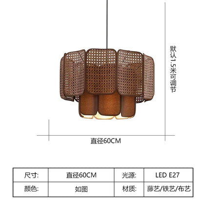 Japanese Wabi Sabi Bohemian Rattan Pendant Lights Restaurant Tea Room Counter Living Room Cafe Homestay Led Lighting Luminaires