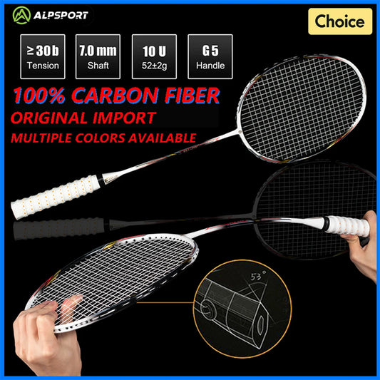 ALPSPORT AIR 10U Ultralight 52g T800 Badminton Racket Fast Rebound Lmported MAX 28LBS Carbon Fiber + Titanium Badminton Racket