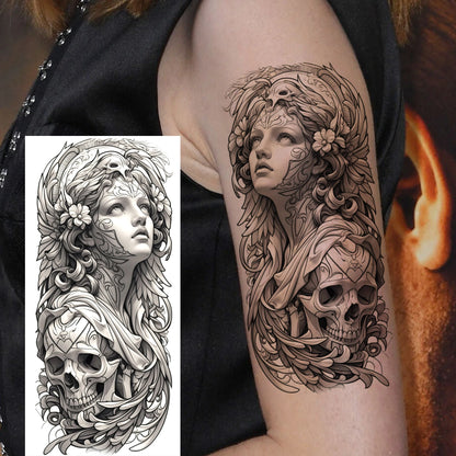 1 Sheets Chicano Prison Gangster Temporary Tattoos For Women Men Adults Fake Tattoo Sticker Water Transfer Self Adhesive Arm Leg