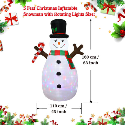 Christmas Inflatable Decorations - Gingerbread Man, Glowing Snowman, Branch Snowman, Gift Bag Snowman LED Light Lawn Decorations