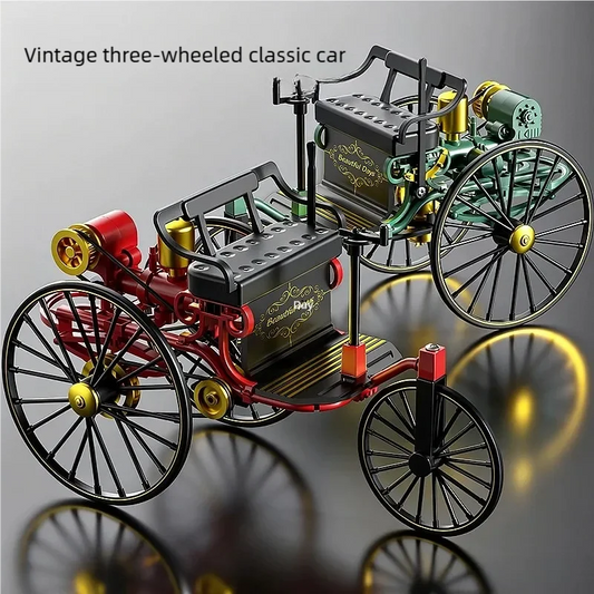 Alloy Retro Tricycle Toy Car Model Classic Simulation Vehicle DIY Assembly Model Rotatable Toy For Children Gift Collection