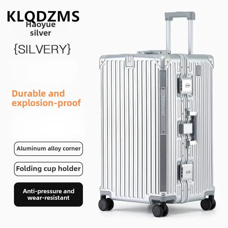 KLQDZMS Aluminum Frame Suitcase 26"29"32 Inch Large Capacity Cart Case Cart Type Travel Bag Women's Password Box Cabin Luggage