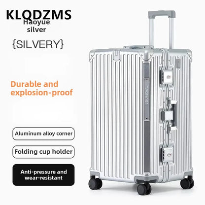 KLQDZMS Aluminum Frame Suitcase 26"29"32 Inch Large Capacity Cart Case Cart Type Travel Bag Women's Password Box Cabin Luggage