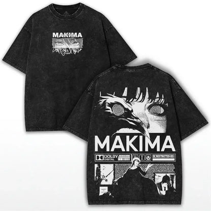 Chainsaw Man Makima Manga T-shirt Men Women Clothing Vintage Washed T Shirt Summer Short Sleeve Cotton Tees Tops 2026 New Summer
