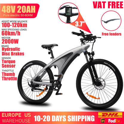 HUANCI Q5 Electric Bike for Adults Mountain Tire E Bike 48V 20Ah Battery Electric Bicycle for Commuting Long Range