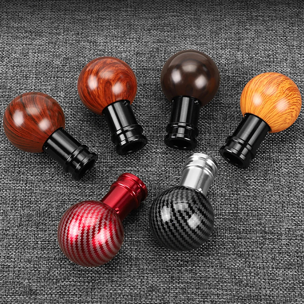 Mahogany Wood Grain Carbon Fibre Gear Shifter Knob Car Interior Manual/Automatic Transmission Universal Auto Gear Lever