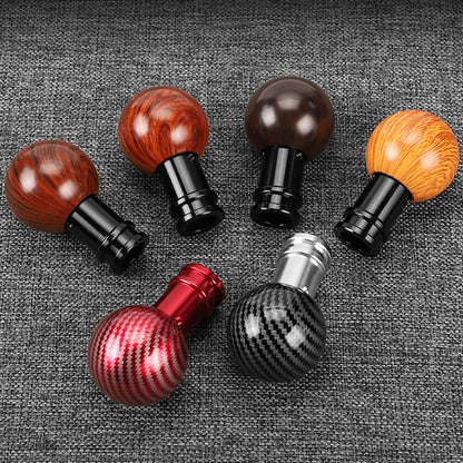 Mahogany Wood Grain Carbon Fibre Gear Shifter Knob Car Interior Manual/Automatic Transmission Universal Auto Gear Lever