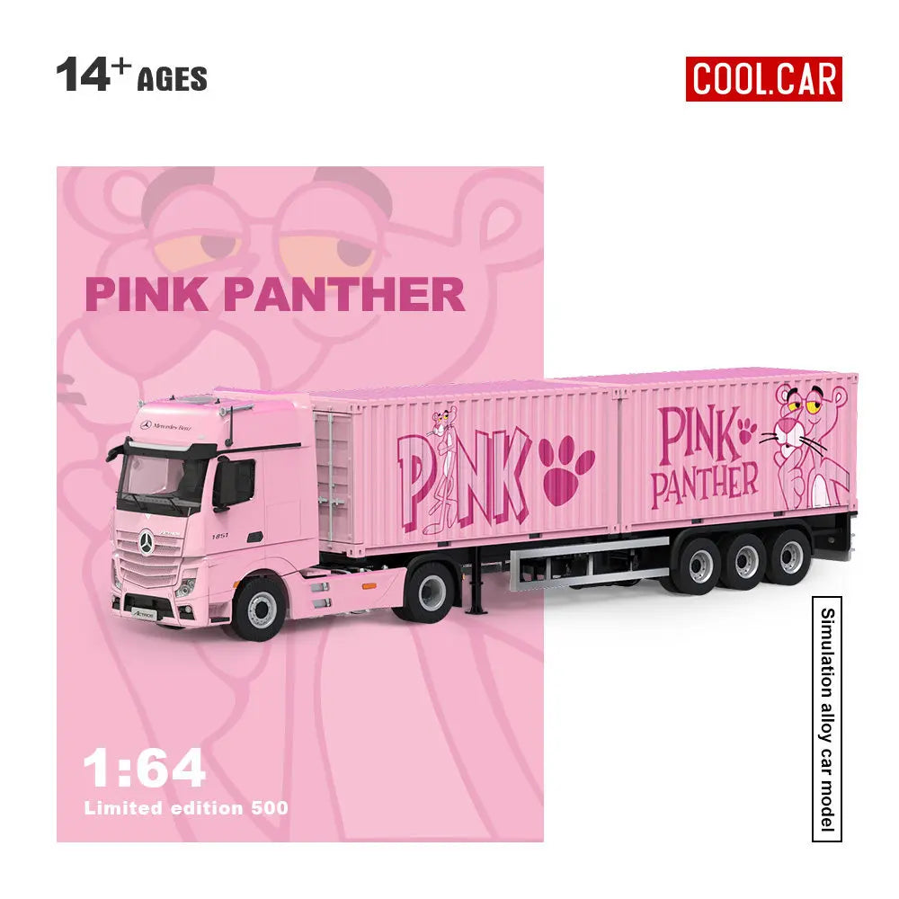 New Cool Car CC 1:64 Scania BONE DRAGON Skeleton Dinosaur Pink Panther Close Van Transport Trailer Alloy Car Model Diecast Toys