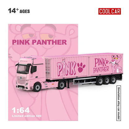New Cool Car CC 1:64 Scania BONE DRAGON Skeleton Dinosaur Pink Panther Close Van Transport Trailer Alloy Car Model Diecast Toys