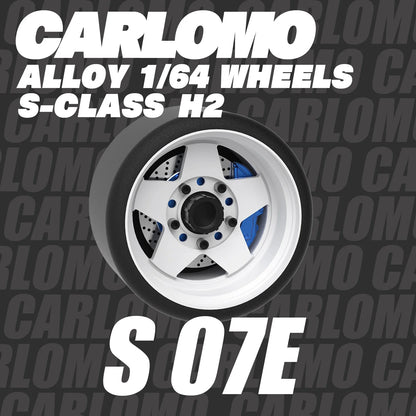 Carlomo S-Class Brand New 1/64 Alloy Wheels Rubber Tires with Brake Disc Assembly Rims for Model Diecast Car for model cars